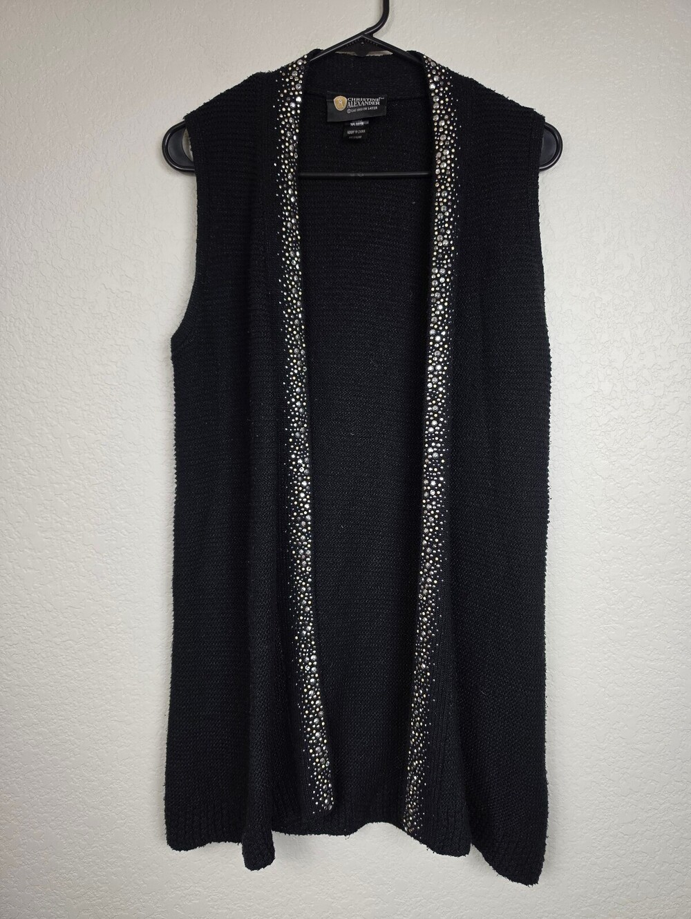 Vintage Silk Christine Alexander Black Stud Sleeveless Vest